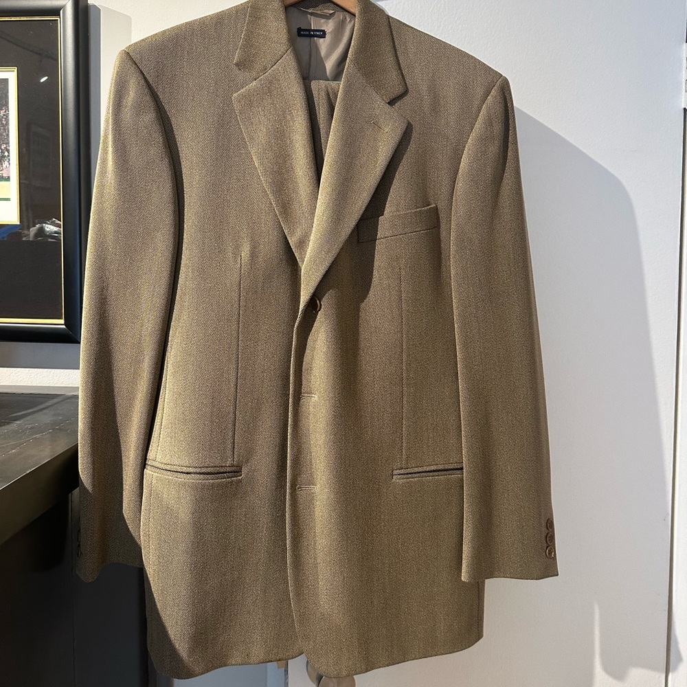 Giorgio Armani black label clasico tan suit